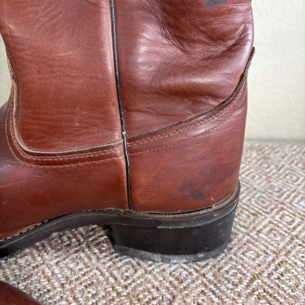 Acme Mens Brown Leather Western Cowboy Boots 9096 Sz 8E Roper Riding Texans